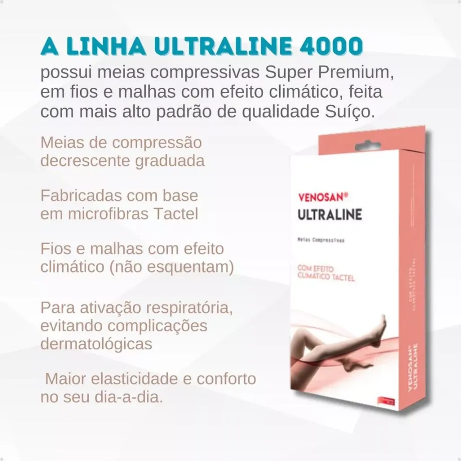 Meia Venosan Ultraline 4000 Compressão 20-30 mmHg, 3/4