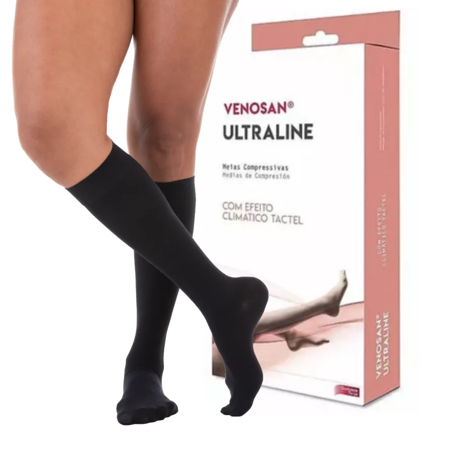 Meia Venosan Ultraline 4000 Compressão 20-30 mmHg, 3/4 Cor Preto