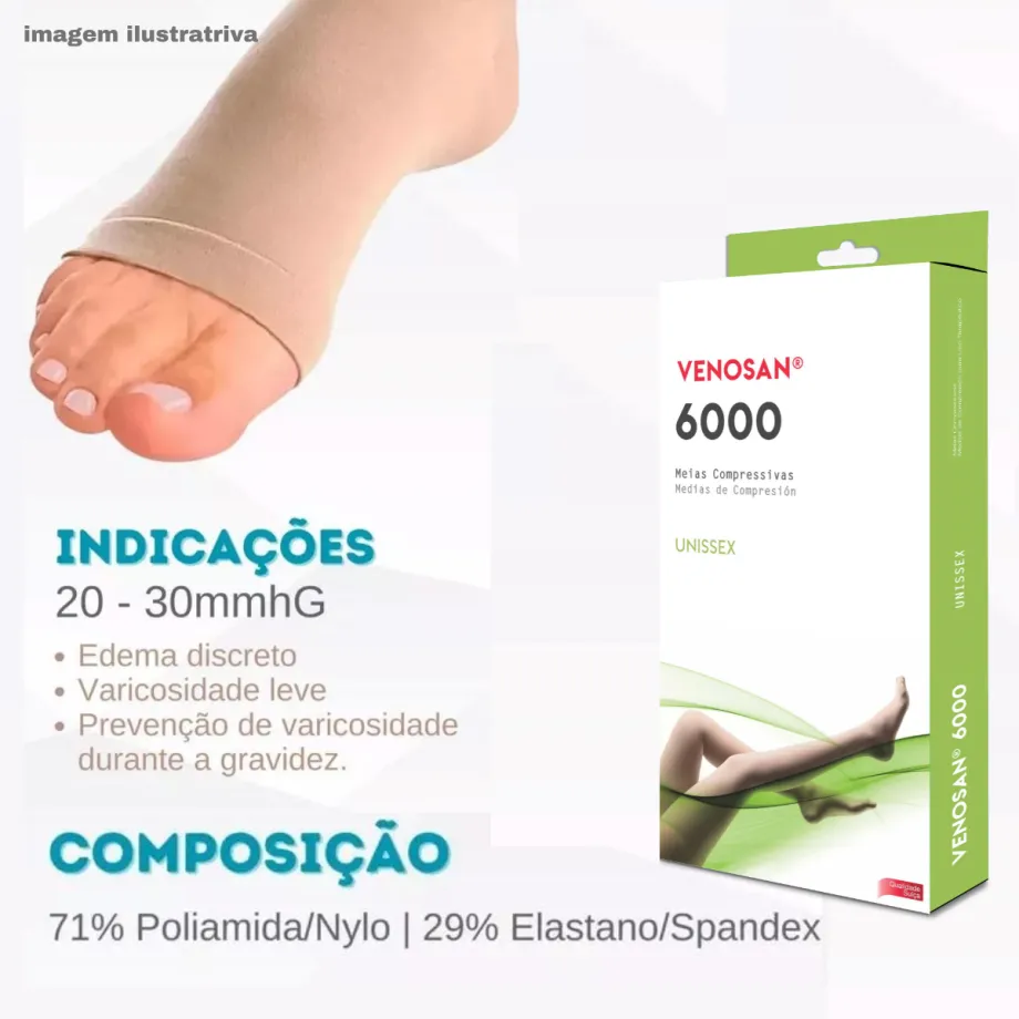 Meia Venosan 6000 Compressão 20-30 mmHg, 3/4