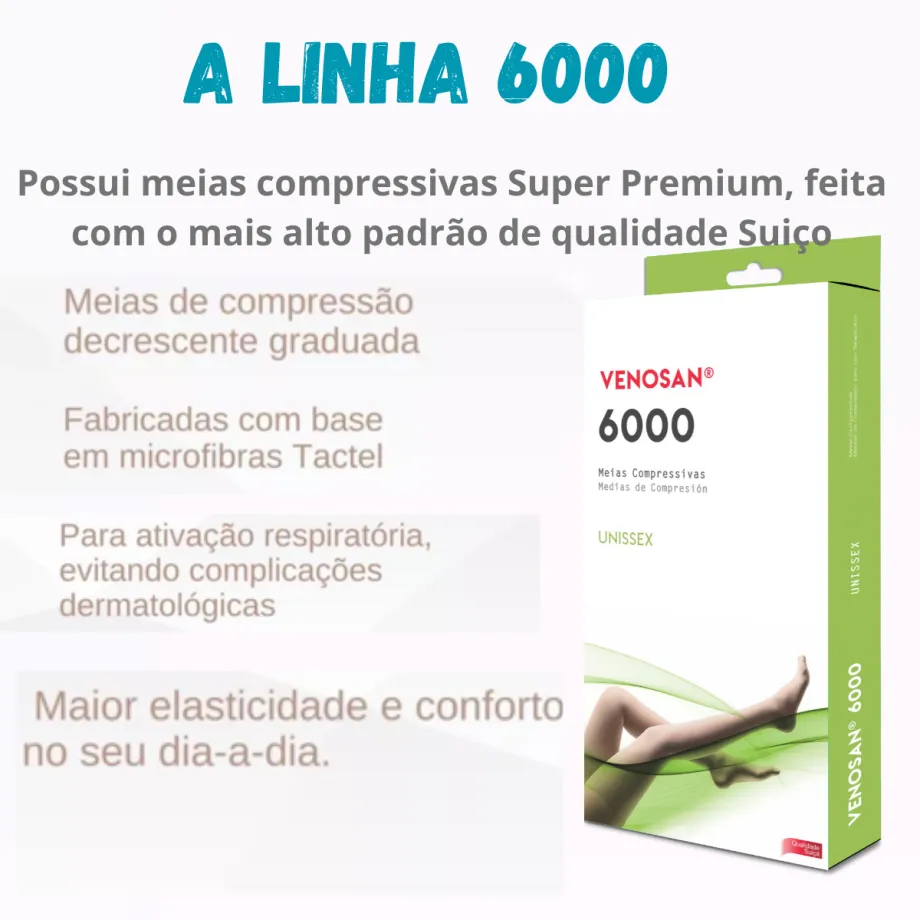 Meia Venosan 6000 Compressão 20-30 mmHg, 3/4