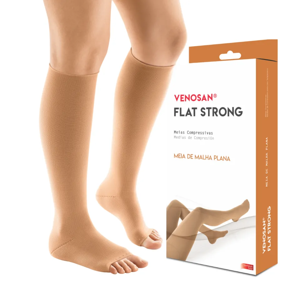 Meia de Compressão Flat Strong 30-40 mmHg, Malha Plana 3/4